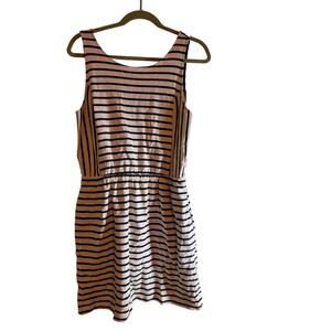 Brown Striped Sleeveless Fit & Flare Dress